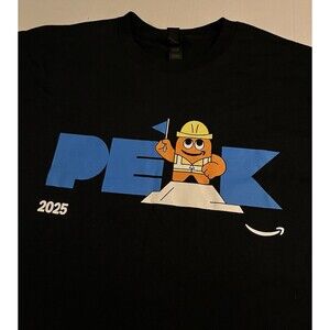 NEW Amazon Peak 2025 Employee Short Sleeve Black T-Shirt LARGE Prime 002 NWOT
